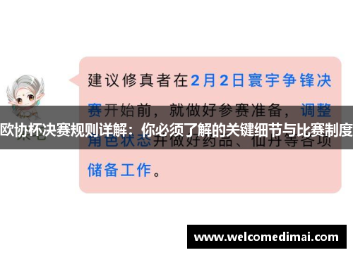 欧协杯决赛规则详解:你必须了解的关键细节与比赛制度 欧协杯决赛规则详解:你必须了解的关键细节与比赛制度